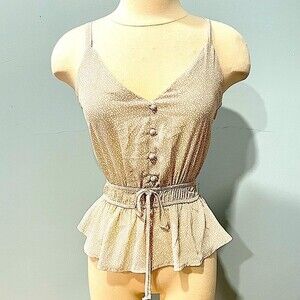 NWT Sienna Sky Tan Animal Print Button Camisole Top Size XS